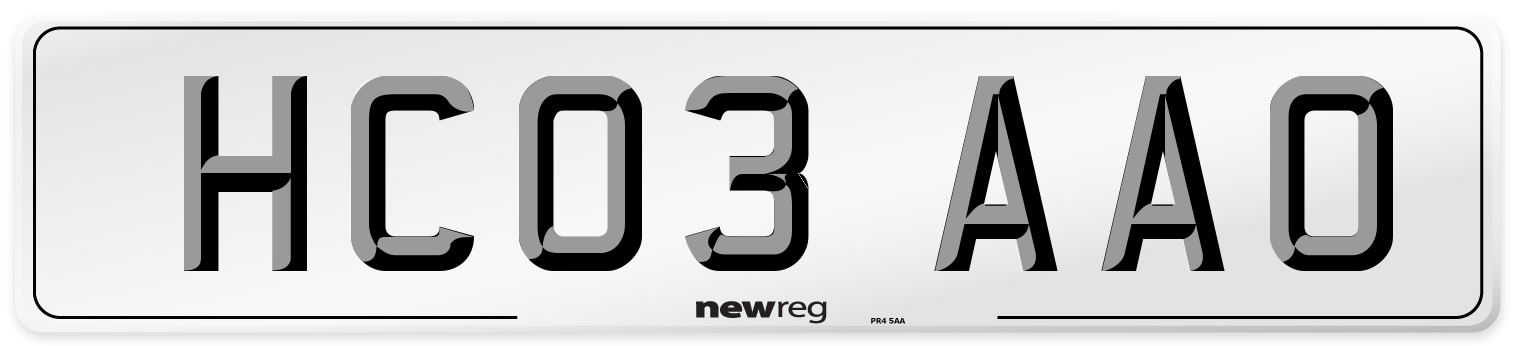 HC03 AAO Number Plate from New Reg